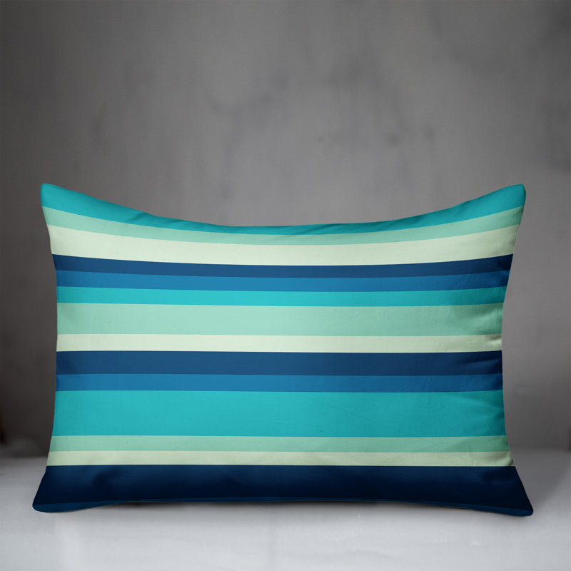 Striped Outdoor Throw Pillow, Polyester/Polyfill, Blue/Cream