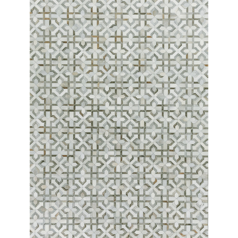 Natural Hide Cowhide Geometric Area Rug, Rectangle 8' x 10'