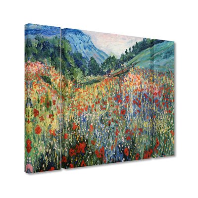«Field of Wild Flowers», ensemble de 3 reproductions d'art sur toiles tendues