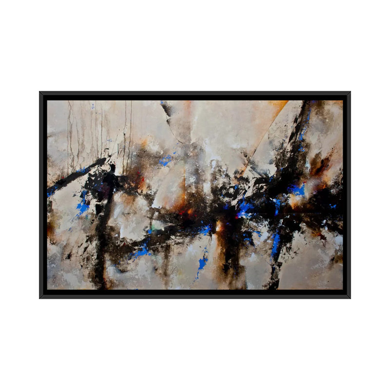 Peinture sur toile tendue, "sables du temps iii" par ch studios, H 18 po x l 26 po x P 1,5 po, Toile encadrée noire