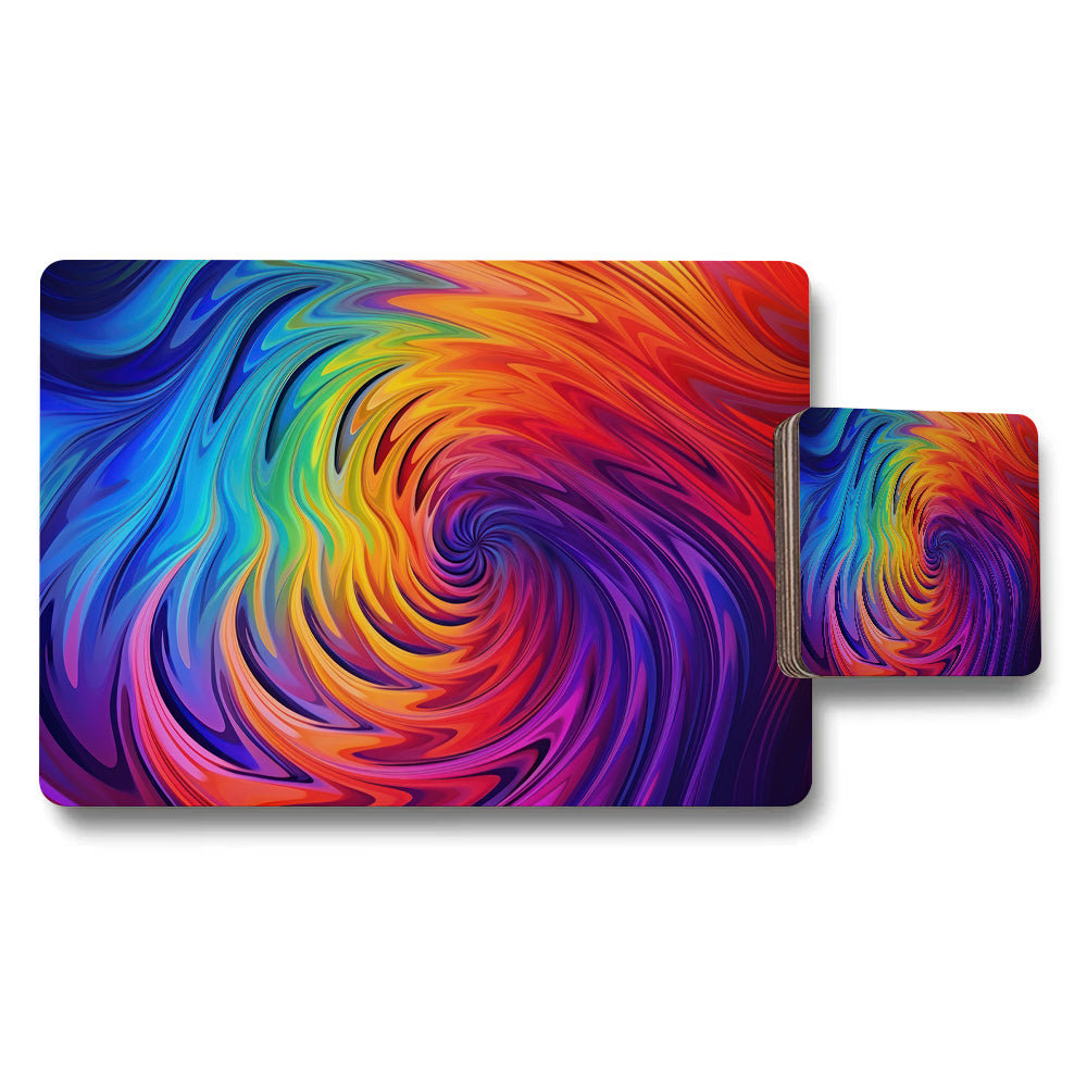 Rainbow Swirl Placemat And Coaster Set For Dining Table