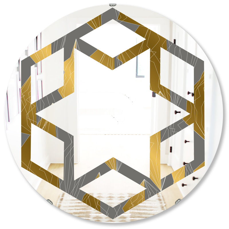 Miroir mural hexagonal étoile à motif polygone, 23,6 po x 23,6 po