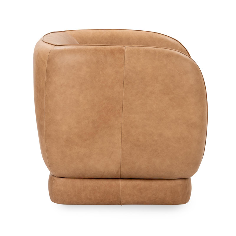 Rinner Leather Swivel Club Chair, Heritage Tan Genuine Leather