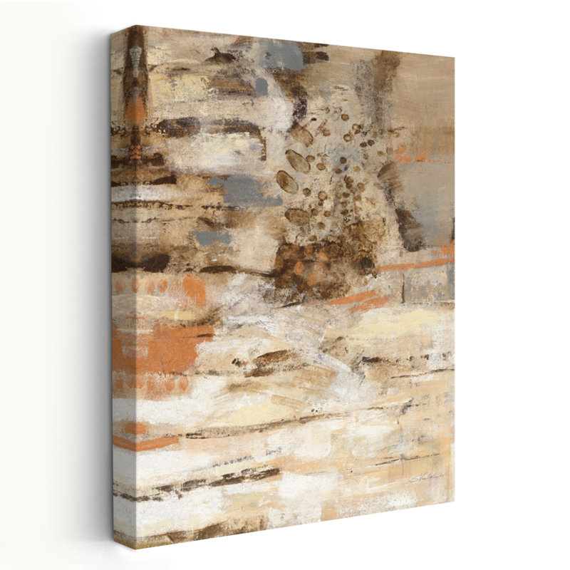 Cuivre et bois II - Abstrait beige brun crème, H 24 po x l 16 po