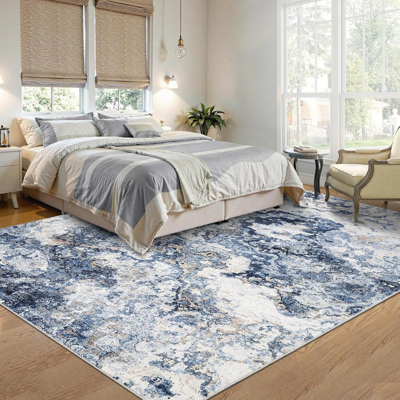 Washable Brown Rug, Abstract Non-Slip, Soft Low Pile for Kitchen, Hallway, Bathroom, Laundry, Indoor Accent Carpet.