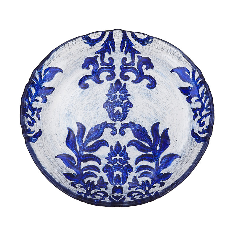 Assiette damassée 6,5 po, Bleu