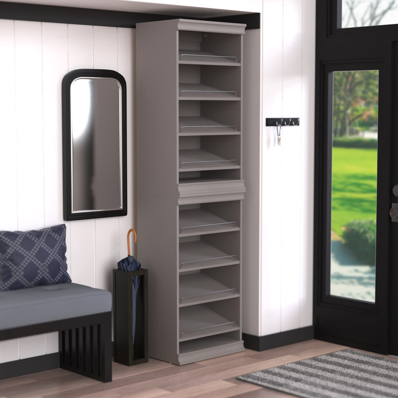 Smoky Taupe Stackable 8-Shelf Wood Shoe Tower
