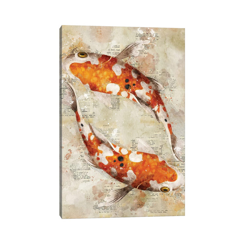 Koi Fishes by Durro Art - Wrapped Canvas Print, 101.6 cm H x 66.04 cm W x 3.175 cm D