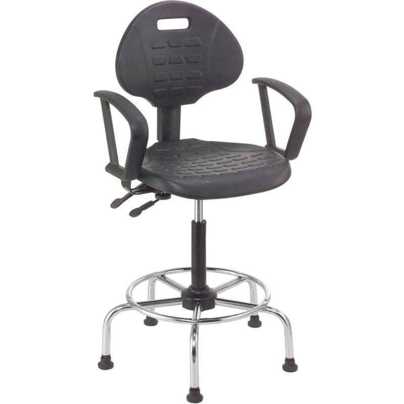 Backed Adjustable Height Ergonomic Industrial Stool Footring