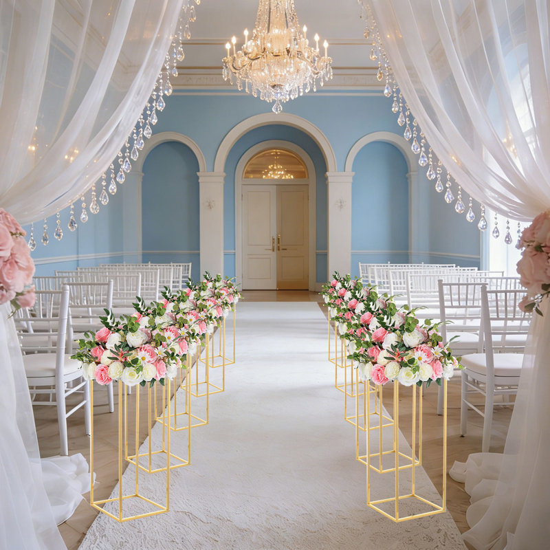 Support à fleurs doré de 60 cm (23,6 pouces) pour mariage, colonne en métal, support à fleurs pour arrangement floral