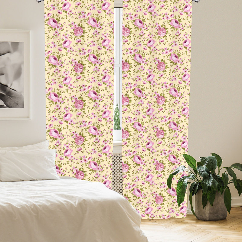 Peony Floral Semi-Sheer Rod Pocket Sliding Panel, 28" x 84"