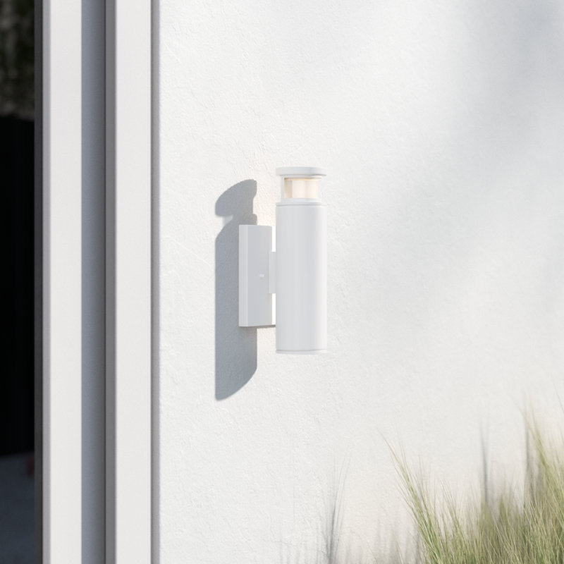 Saion 1 - Bulb Integrated LED Outdoor Armed Sconce with Dusk to Dawn, White