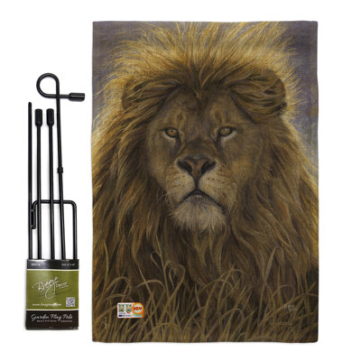Mélange de polyester à 2 côtés 19 x 13 po lion drapeau de jardin
