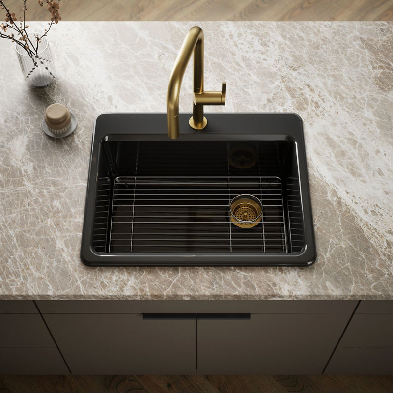 Évier de cuisine à montage sur plan L 27 po x l 22 po Riverby®, 1 trou, Noir