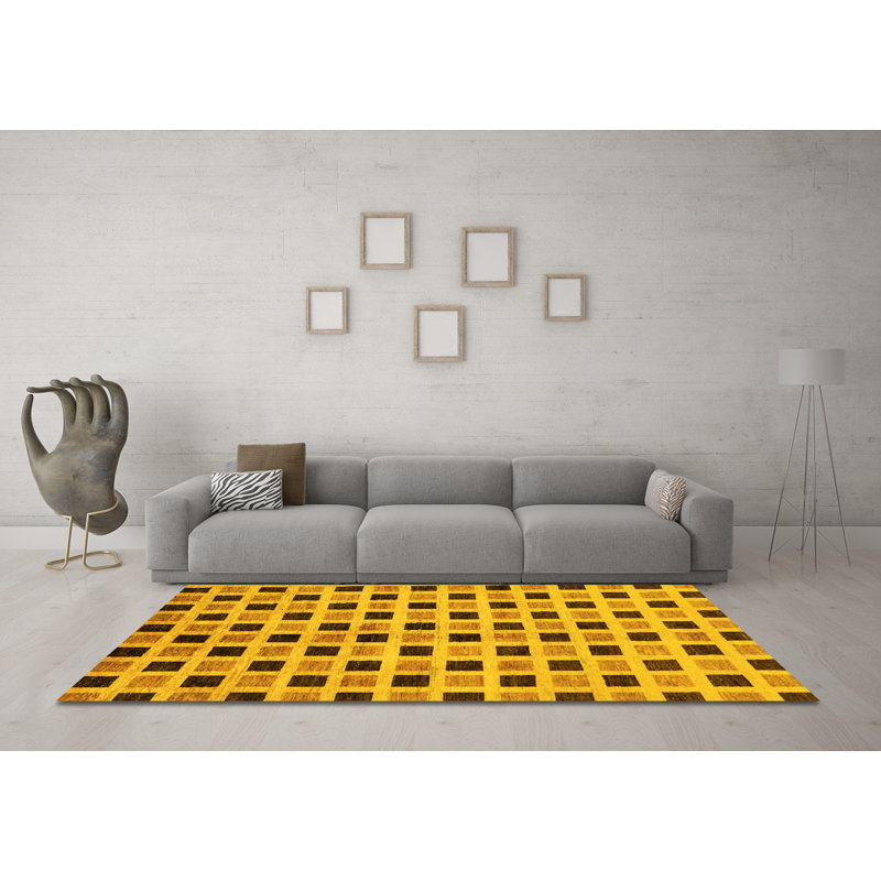 Ibtissam Washable Checkered Indoor Rug, Round 7'