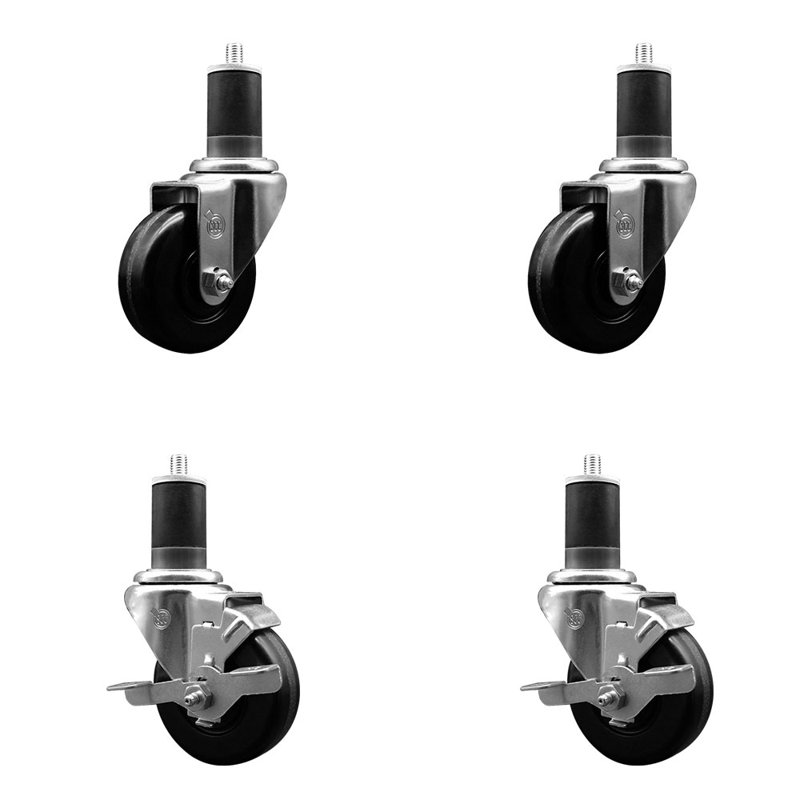 Ensemble de roulettes Phénoliques pivotantes à roulettes extensibles 2 freins SCC TLB 3-1 / 2 po x 1-5 / 8 po