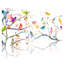«Birds Colorful Birds On Branches», ensemble de 3 impressions sur toile-610989136