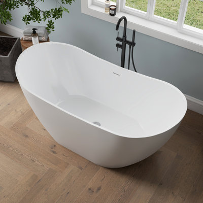 Tidal 60'' Acrylic Freestanding Tub Freestanding Soaking Bathtub