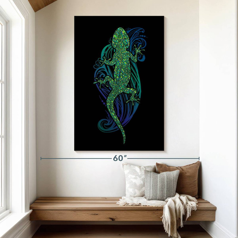 Brampt Tribal Green Lizard, 51" H x 34" W