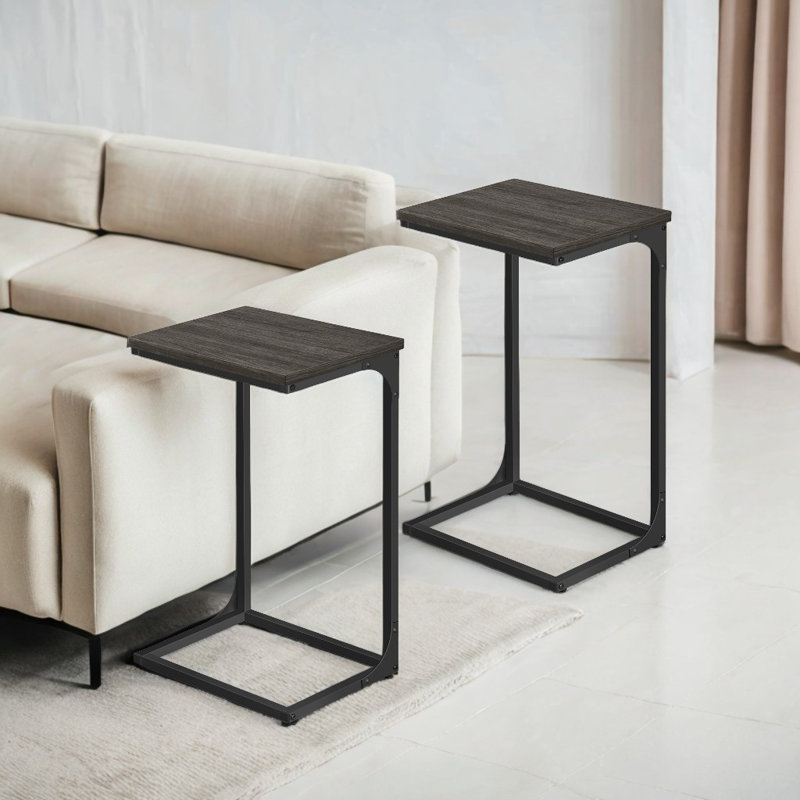 C-shaped End Table, Set Of 2, 26.3" H x 11.8”D x 15.7”W, Black