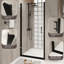 Porte de douche 28 po x 72 po avec fonction pivotante, demi-cadre en aluminium noir mat, verre trempé de 1/4 po, film, blocage pratique de l'eau, balançoire peu encombrante pour améliorer la salle de bain, preuve transparente de 6 mm
