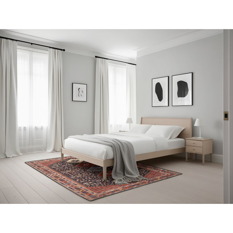 Tapis rouge / bleu marine Southwestern, Rectangle 5 pi x 7 pi