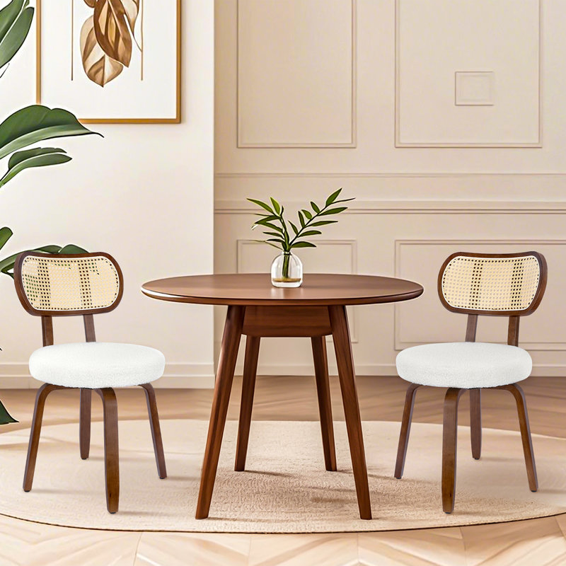 Ensemble de 2 chaises de salle à manger blanches pivotantes rembourrées, Blanc