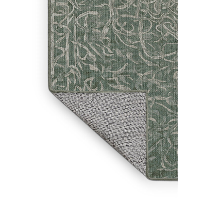 Machine Washable Green Area Rug, Rectangle 7' x 10'
