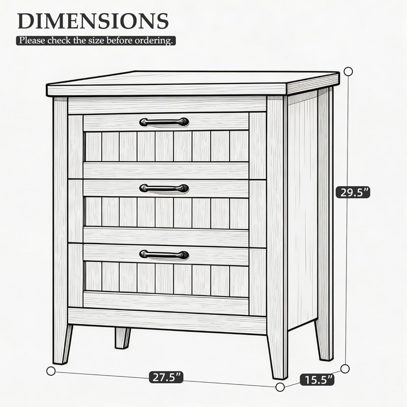 Commode à tiroirs Farmhouse avec station de charge et lumières DEL, commode de chambre mince en bois, Noir