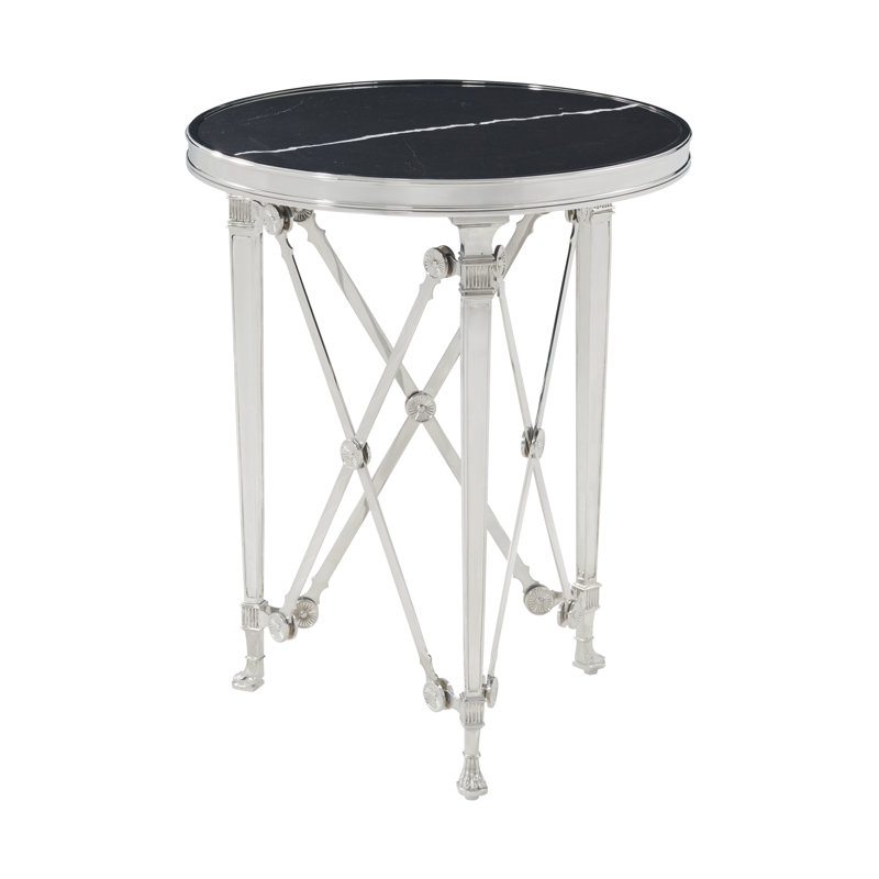 Spencer London End Table, Cannes Brass/Gray, 22" H x 18" W x 18" D