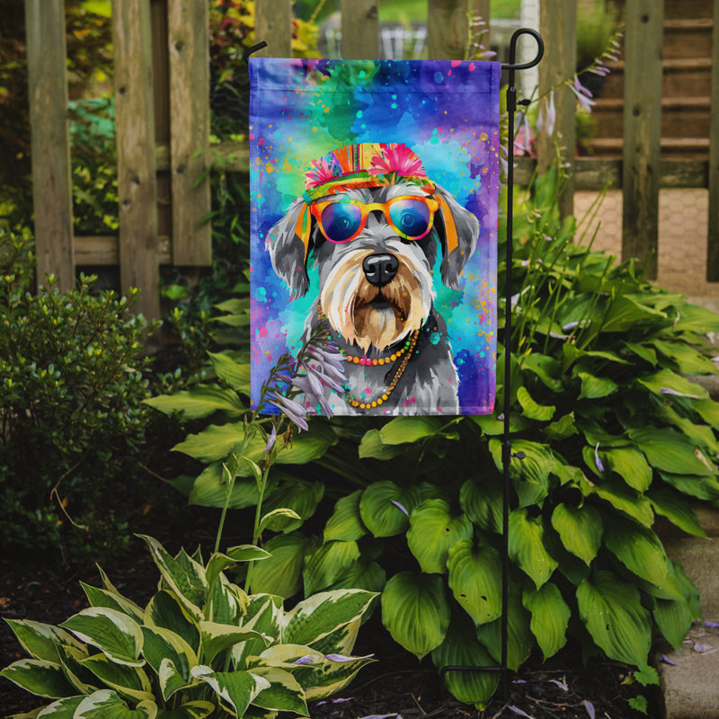 Drapeau de jardin Hippie Dawg, Schnauzer mauve