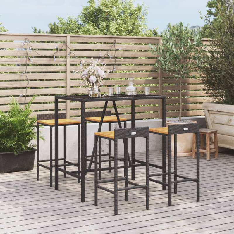 Zarella 40cm Solid Wood Bar Set, Black