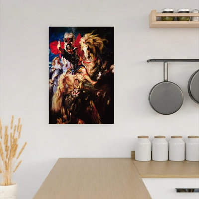 St. George And The Dragon Classic Contemporary Horse Wildlife Wall Art Print by Peter Paul Rubens - 1 Piece Wrapped Canvas Wall Art