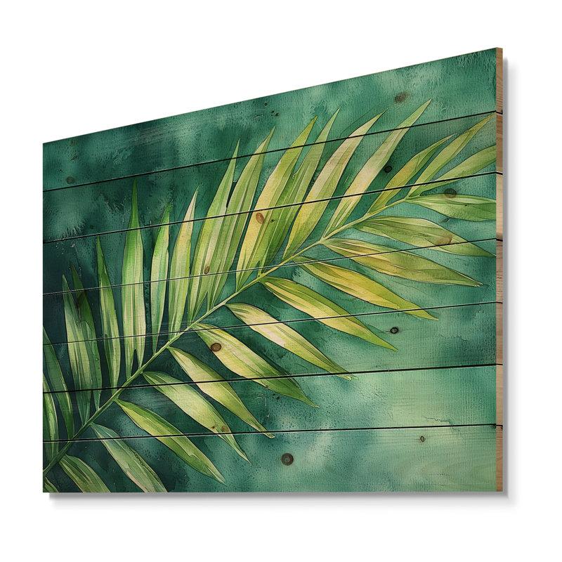 Palmier vert tropical Safari IV - Décoration murale en bois de palmiers et palmiers - sur bois de pin naturel