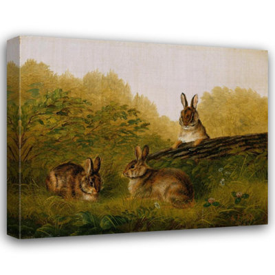 «Rabbits on a Log» par Arthur Fitzwilliam Tait - Art mural sur toile tendue avec châssis