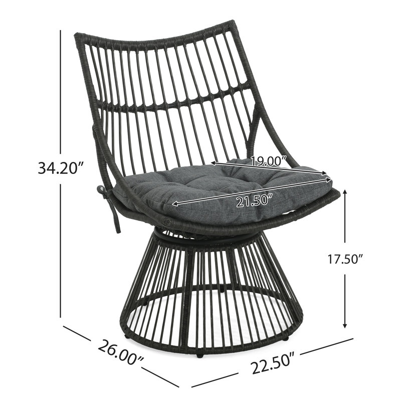 Chaises de patio avec coussins Fiona, Gris, Gris