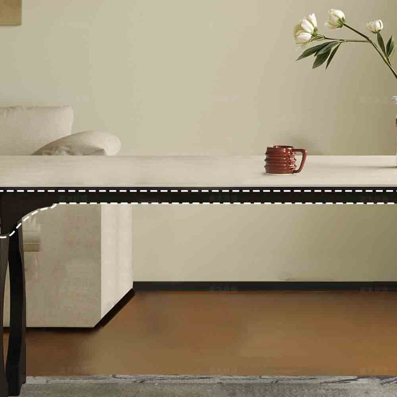 Table de salle à manger en ardoise, H 29,53 po x L 70,87 po x l 35,43 po, Noir