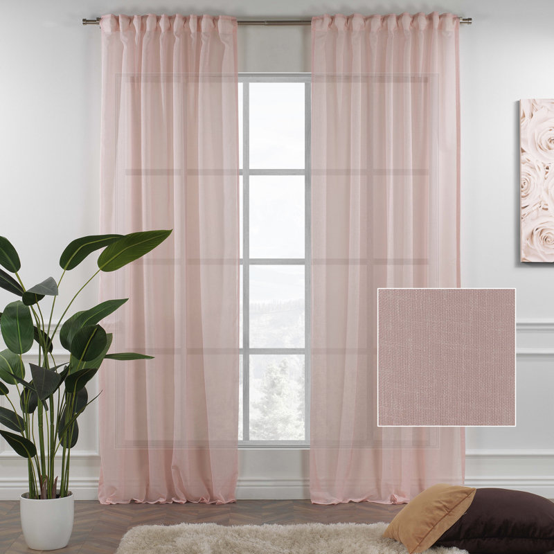 Extra Long Sheer Curtain Panels, 52" W x 132" L, Beige