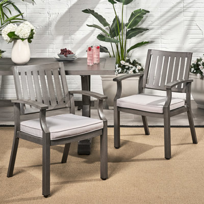 Chaises de salle à manger d'extérieur modernes en aluminium avec coussins gris foncé et argentés, léger, 25,44 de large, assemblage inclus, structure stable, rouille, conception élégante, cadre, requis,