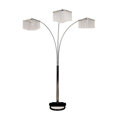 84" Tall Metal Floor Lamp with 3 Crystal Shaded Arches