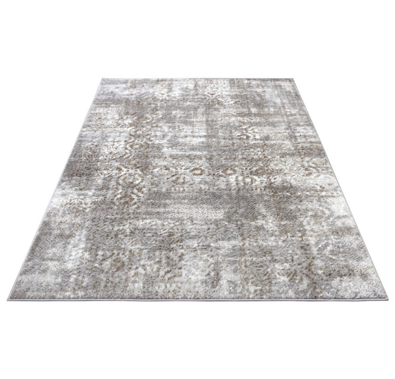 Shine Grey/Brown Rug, Rectangle 67 x 120cm