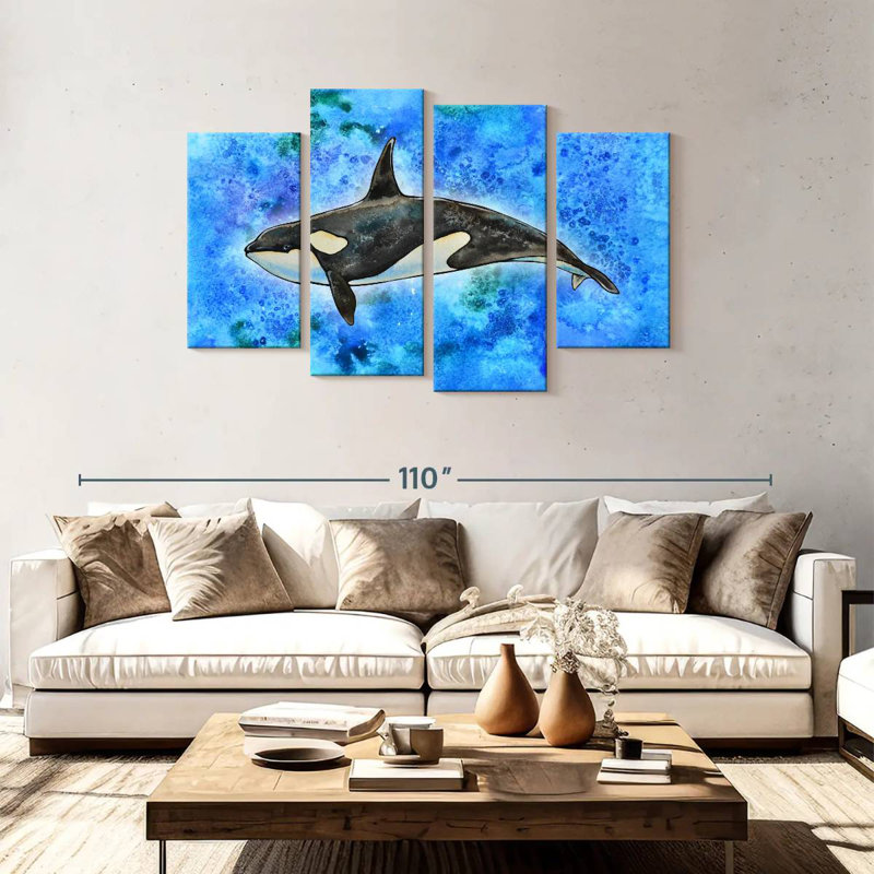 Brampt Orca On Blue, 48" H x 75" W