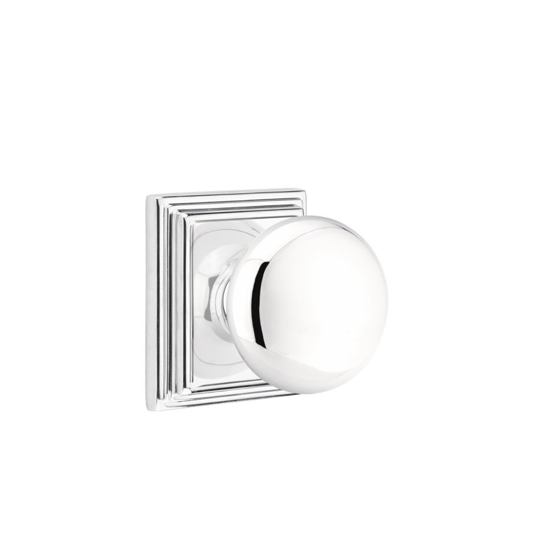 Ensemble de boutons de passage Emtek avec rosette Wilshire et bouton Providence, Chrome poli