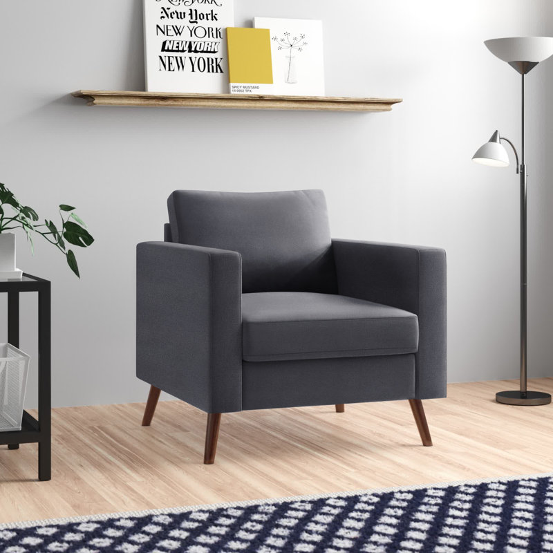 Essex Street Upholstered Armchair, Dark Gray Polyester
