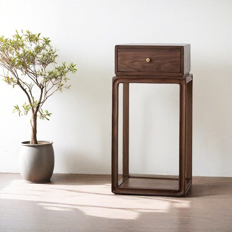 Jardinière en bois massif avec tiroir: simple, H 32,28 po x l 15,74 po x P 15,74 po