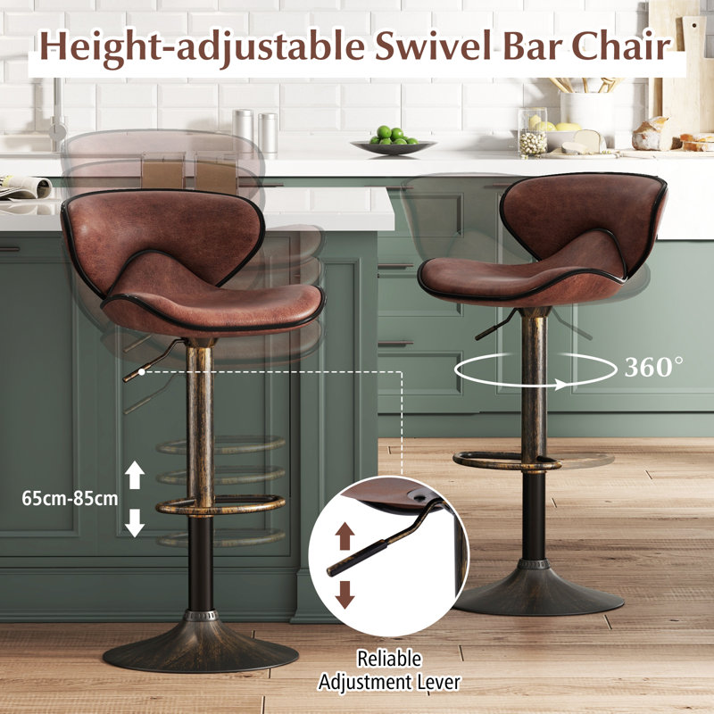 Annilee Swivel Upholstered Adjustable Height Bar Stool