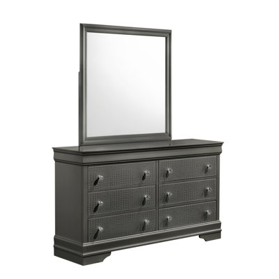 Miroir Blaze de style moderne en bois gris métallique