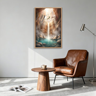 Ensemble de 1 tableau sur toile représentant un canyon et une cascade