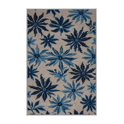 Tapis gris botanique lavable à la machine