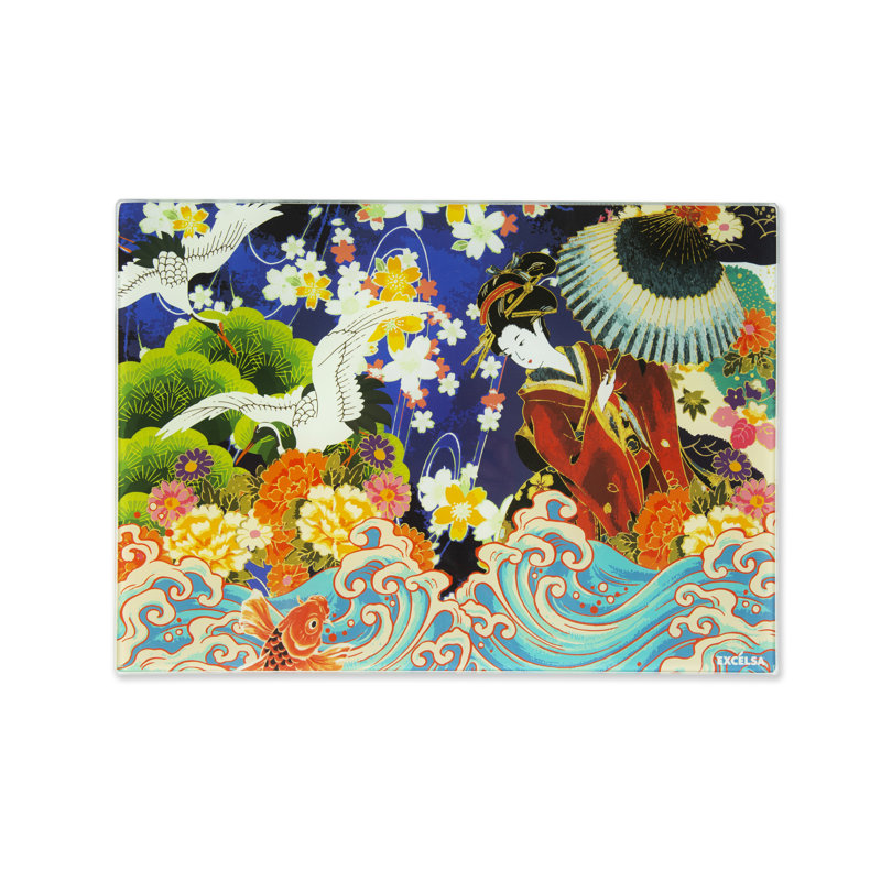 Excelsa cutting board Kimono glass 25x1,5x35 cm multicolor